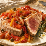 Recette thonine : darnes rosées et compotée provençale aux câpres