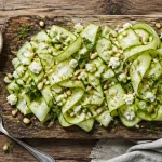 Salade courgette concombre feta pignons herbes