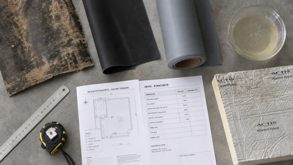 Étanchéité toit terrasse prix au m2 : membranes et isolant