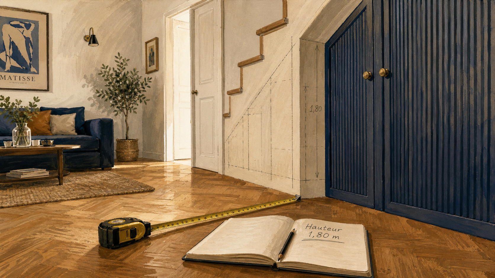 Placard surface habitable : règle 1,80 m dans un salon