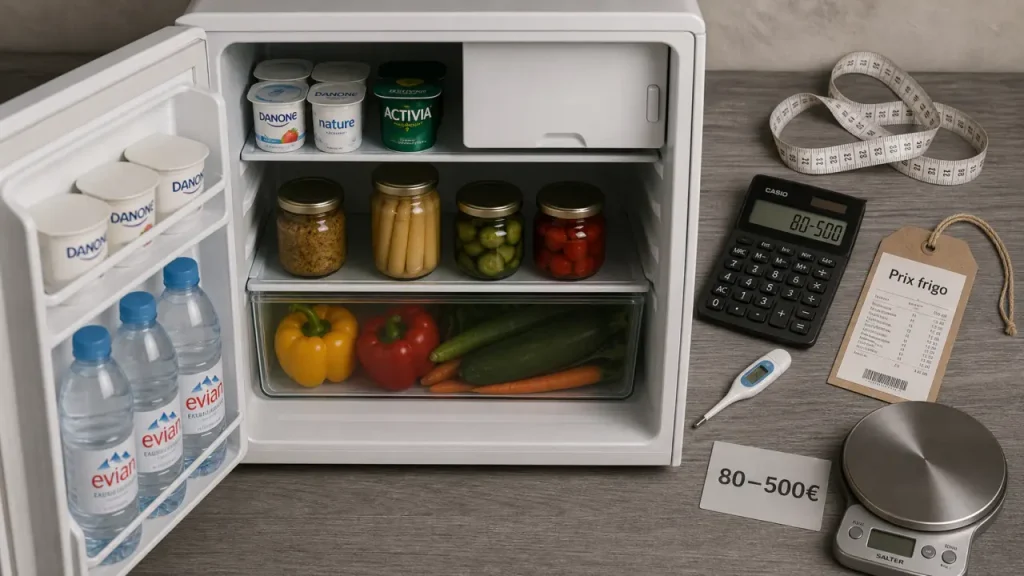 Prix d’un petit frigo : 80 à 500 € selon la capacité, le freezer et les services