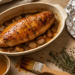 Recette filet de dinde au four moelleux à 180°C, bouillon et arrosage, jus doré