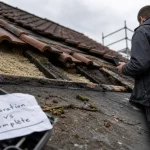Toiture à refaire : couvreur inspecte tuiles et charpente sur chantier