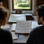 Vente maison en indivision entre frere et soeur, documents notariés et plan cadastral