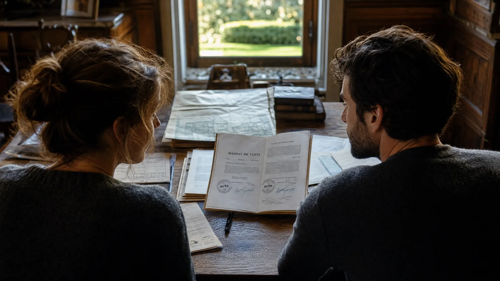 Vente maison en indivision entre frere et soeur, documents notariés et plan cadastral