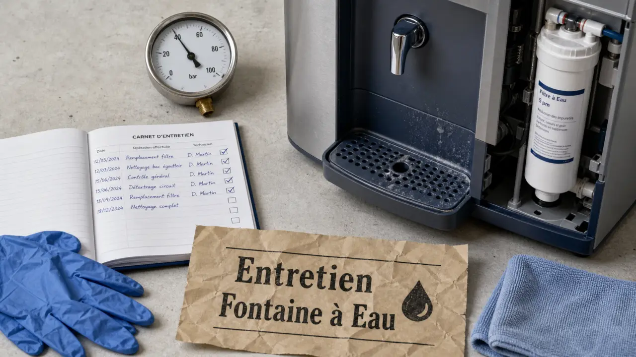 Entretien fontaine à eau : odeurs, tartre et pannes (2 visites/an)