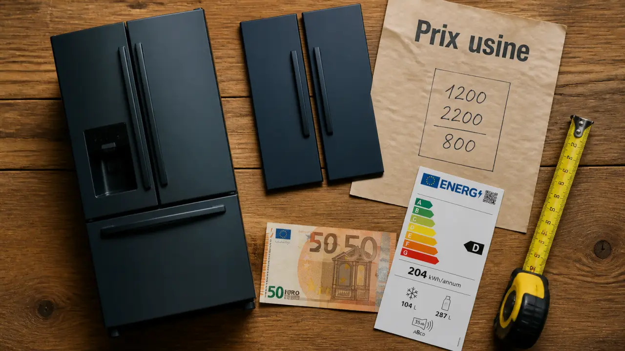 Frigo américain prix usine : prix et capacité, étiquette énergie D et garanties