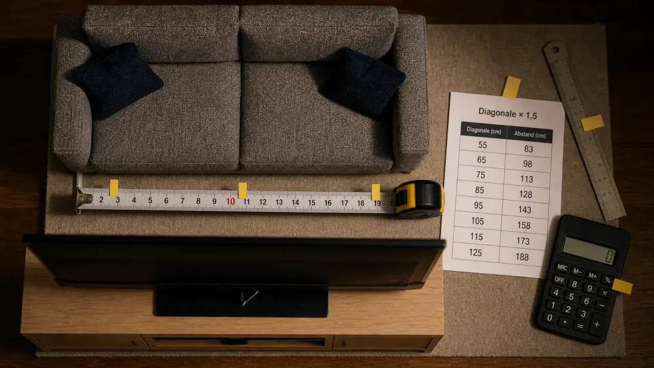 Quelle distance entre TV et canapé : mesure en cm pour diagonale écran