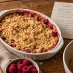 Recette crumble framboise poudre amande, crumble croustillant doré