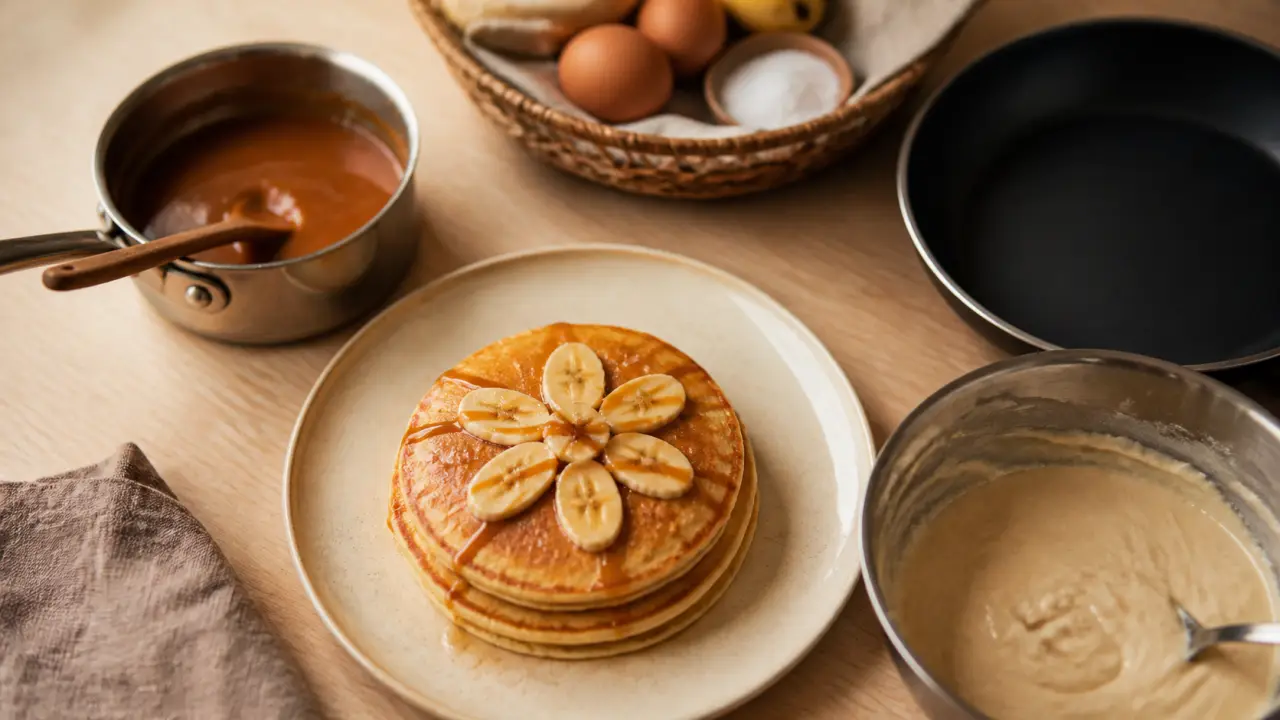 Recette pancakes cyril lignac banane moelleux, caramel fleur de sel