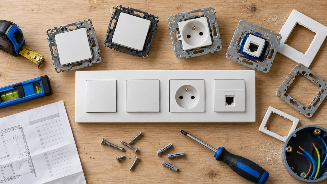 Appareillage electrique : modules interrupteur et prises sur chantier, compatibilité