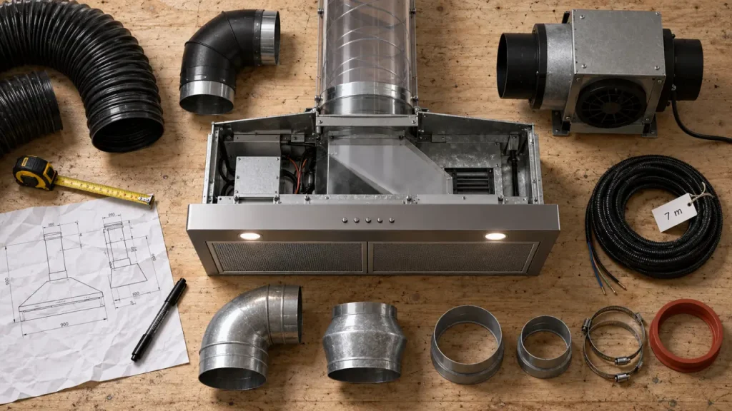 Une hotte à moteur déporté réduit le bruit, à condition de soigner les conduits