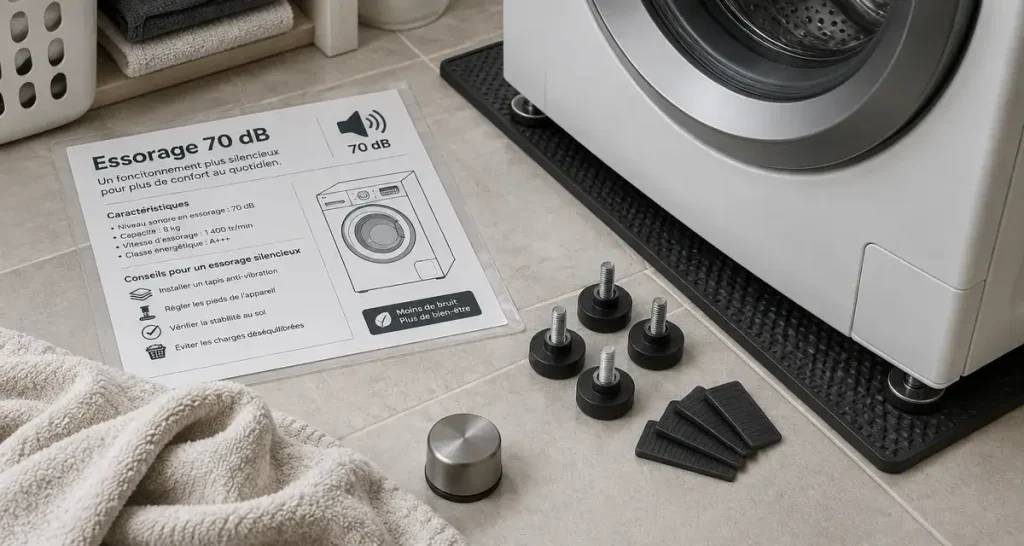 Lave-linge silencieux : 70 dB ou moins, moteur stable et essorage maîtrisé